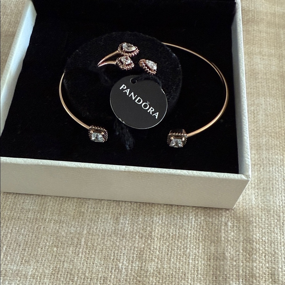 Pandora Rose Gold Ring and Bracelet Set